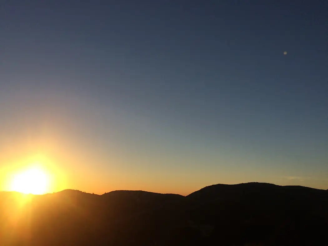 Sunset over the Santa Ana Mountains above Corona, California