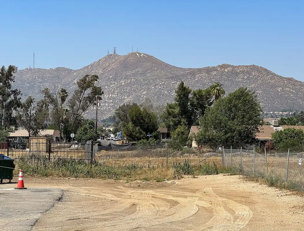 Box Springs Mountain with the large M above Moreno Valley, California
